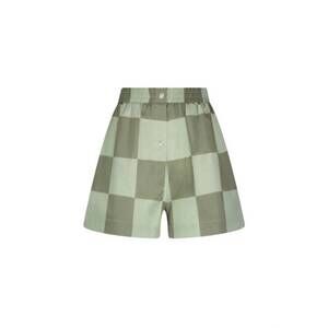 NEW MATTHEW BRUCH women's boxer short in sage checkerboard